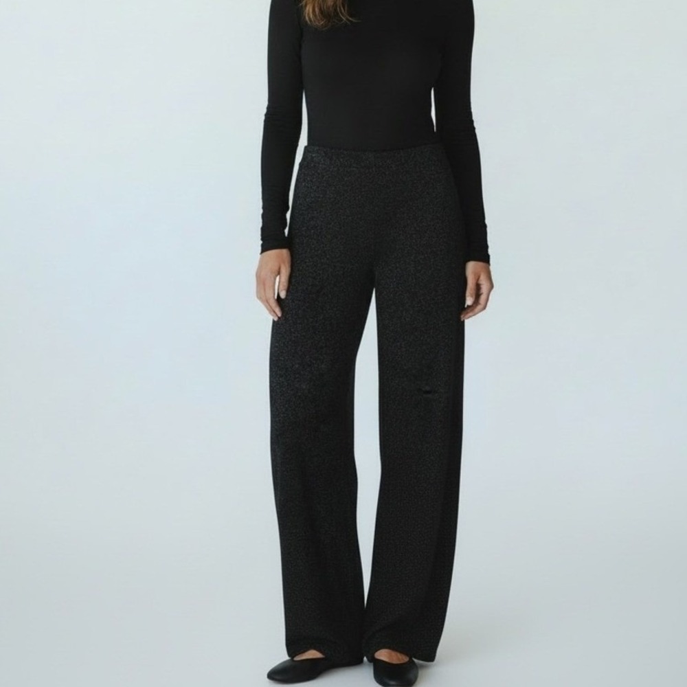 Loft | Shimmer Metallic‎ Pull On Wide Leg Pants Medium Holiday Work Evening